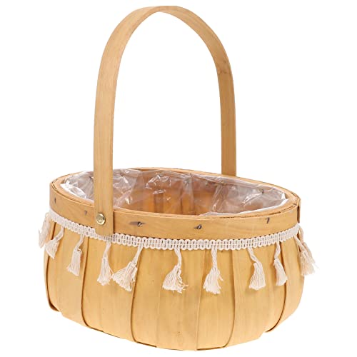 Cabilock Blumenkorb Hochzeit Körbchen Spitze Blumenmädchen Korb Streukorb Blumendeko Basket Geschenkkörbe Picknick Korb Pflanztöpfe Strand Tasche von Cabilock