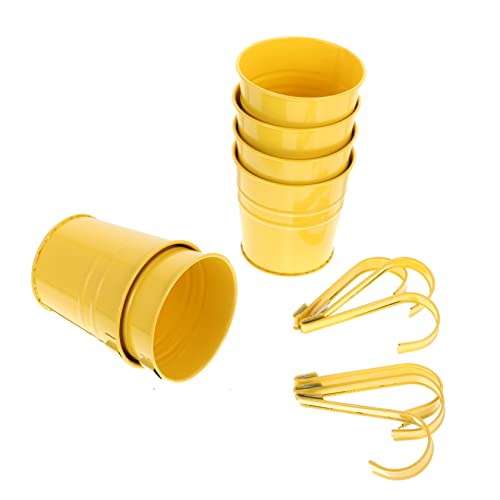 Cabilock Blumentöpfe Zum Aufhängen Hängende Blumentöpfe Gelb Metall Blumentopf Aufhängen Abnehmbar Haken Rustikale Eisen Kunst Balkontopf 6 Stück Sukkulenten Pflanzen Behälter Balkon Garten Dekoration von Cabilock