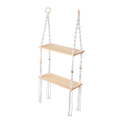 Cabilock Boho-gewebtes Wandregal Zum Aufhängen, Doppellagiges Makramee-pflanzenregal Für Wohnzimmer, Schlafzimmer, Badezimmer, Wanddekoration, Boho-bürodekor von Cabilock