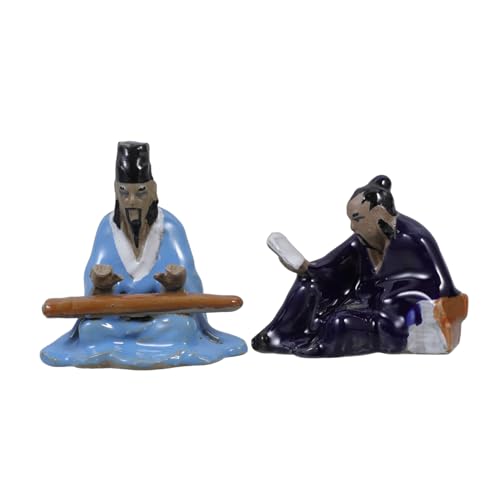 Cabilock Bonsai Figuren Japanisch 2 Stücke Dekofigur Menschen Figuren Gartenfiguren Ornamente für Moos Sukkulenten Blumentopf Auto Feengarten Aquarium Micro Landschaft Dekoration Dekofigur von Cabilock