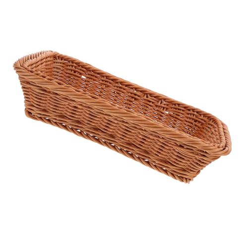 Cabilock Brotkorb Rattankorb Klein Snacks Behälter Handgewebt Stroh Weben Gewebte Anzeige Weiden Nachahmung Rattankorb Außenlagerung Geflochtener Obstkorb Brotfach Braun Pp Wiederverwendbar von Cabilock