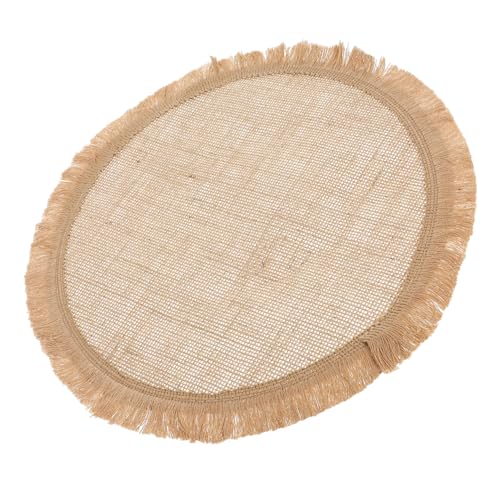 Cabilock Burlap Rund Tischset Mit Fransen Rustikale Vintage Platzmatte Für Esszimmer Und Restaurant Hitzebeständig rutschfest Und Dekorativ von Cabilock