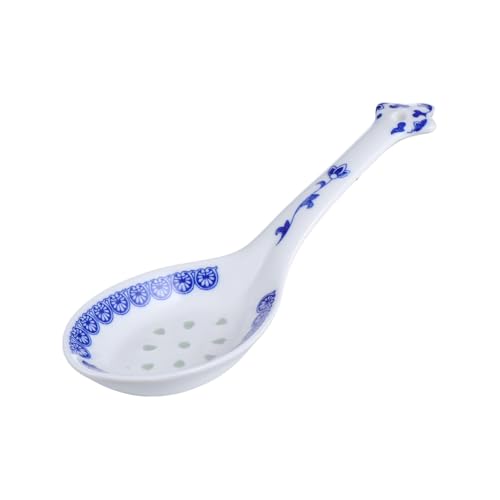 Cabilock Chinesischer Porzellan suppenlöffel mit Langem Griff Asiatischer Keramiklöffel im Traditionellen design für Servieren und Gemeinsames Speisen in Haushalt und Restaurant von Cabilock