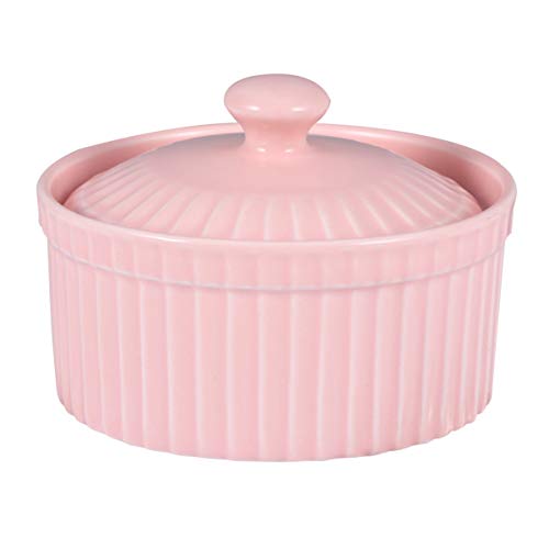 Cabilock Dessertbecher Kindergeschirr Minibackofen Auflauff?rmchen Schalen mit Deckel Keramik Backgeschirr für Pudding Tasse Dessert Backen Kochen Rosa Kinderbesteck Kinder Geschenke von Cabilock