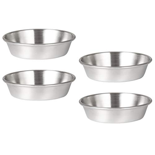 Cabilock Dip Tellerchen Snackschalen 4Pcs Sauce Gerichte Edelstahl Dip Schalen Vorspeise Teller Kleine Gewürz Schalen Tablett für Sushi Tomatensauce Soja BBQ 10CM Dip Schälchen Saucenschälchen von Cabilock