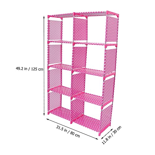 Cabilock Doppelschichtiges Bücherregal aus Stahlrohr mit Rosa Stabiler Organizer für Pflanzen und Dekorationen für Schule Zuhause und Bibliotheken von Cabilock