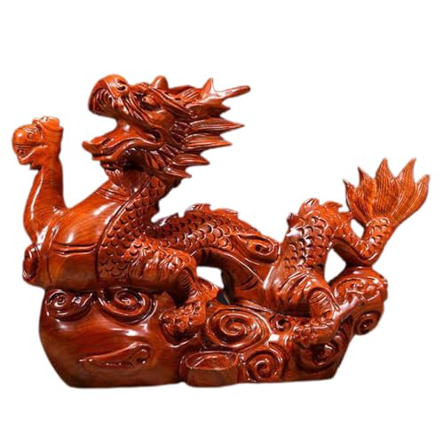 Cabilock Drachenfigur Chinesische Deko-Statue Aus Hochwertigem Rosenholz Für Büro Und Wohnzimmer Kunstvoll Geschnitzt Geschenkidee Für Drachenjahr Und Einweihungsgeschenke von Cabilock