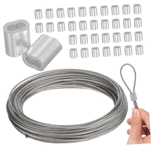 Cabilock Drahtseil Strang mit Doppellöchrigem Crimpverbinder Rostfrei Hohe Zugfestigkeit Vielseitig für Garten Handwerk Bau Sicheres Befestigen Belastbar Stahl von Cabilock