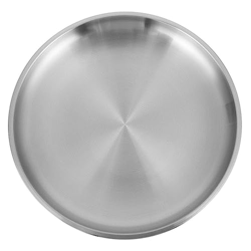 Cabilock Edelstahl Abendessen Platten 30Cm Runde Camping Platte Metall Dampfenden Teller Tablett Geschirr Küche Platter für Salat Nudel Lebensmittel Fleisch von Cabilock