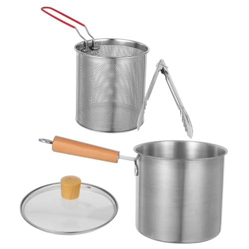 Cabilock Edelstahl Fritteuse mit Korb für Komfortables Abtropfen Vielseitig zum Frittieren Kochen und Schmoren Tiefer Topf mit Griff für Kleine Haushalte Sicher gegen Ölspritzer und von Cabilock