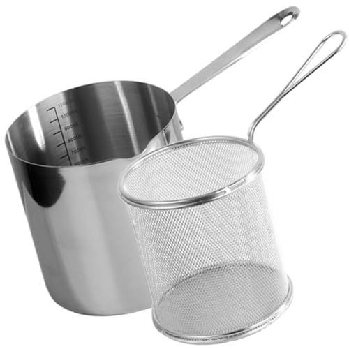 Cabilock Edelstahl Frittierkorb mit Griff und Tiefer Fritteuse Rostfreier Stahl Hitzebeständig Schnelles Erwärmen Leicht zu Reinigen Kompakte Mini Fritteuse für Vielseitiges Kochen im von Cabilock