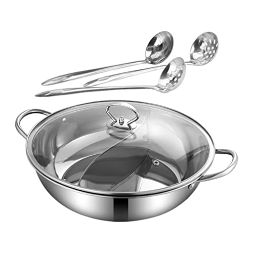 Cabilock Edelstahl Hot Pot Wok Topf mit Sieb Löffel Chinesischer Feuertopf Hot Pot Topf Edelstahl Yin Yang Hotpot Edelstahl Topf für Induktionsherd Silber Cabilock Edelstahl Hot Pot Wok Topf mit Sieb Löffel Chinesischer Feuertopf Hot Pot Topf Edelstahl Yin Yang Hotpot Edelstahl Topf für Induktionsherd Silber von Cabilock