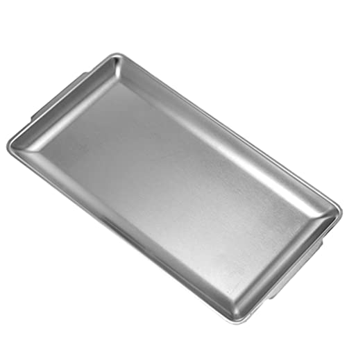 Cabilock Edelstahl Servierplatte Backblech Rechteckig Flache Teller Silber 32X16CM Sushi Teller Lebensmittel Obst Grill Platte Tablett zu Backen Servieren Küche Restaurant Zuhause Party von Cabilock