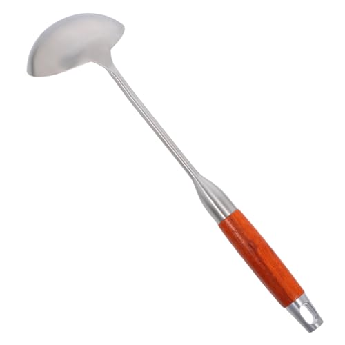 Cabilock Edelstahl Suppenkelle mit Hitzebeständigem Holzgriff Große Küchenkelle zum Servieren von Suppen Soßen Eintöpfen Robustes Kochutensil Spülmaschinenfest Komfortabler Griff von Cabilock