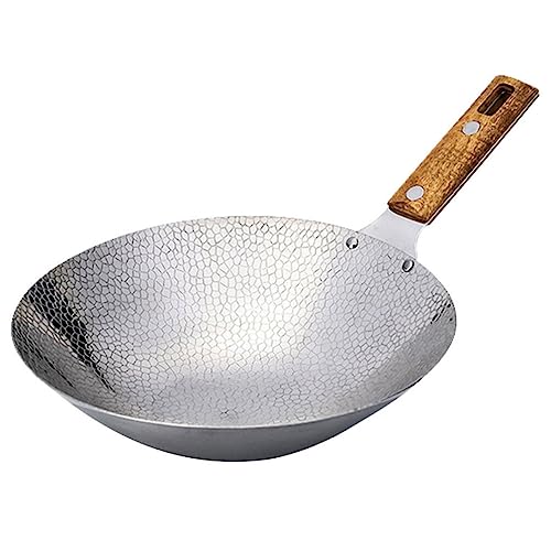 Cabilock Edelstahl Wok Pfanne Induktion Wokpfanne Bratpfanne Antihaft Topf Pan mit Griff Chinesisches Geschirr Traditionelles Küche Utensil für Restaurant Gasgrill E Herd Grill von Cabilock