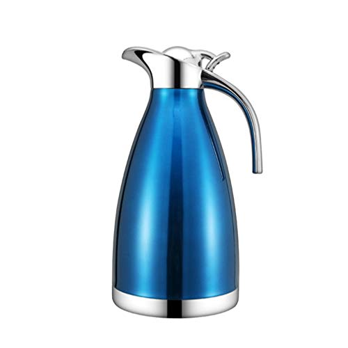Cabilock Glaswasserflasche Edelstahlkrugkaraffe mit Deckelheizung Und Kaltem Tee Kaffeekanne (Blaue 1 5 L Doppelschicht-Isolierkanne) Espressomaschine von Cabilock