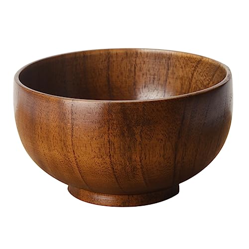 Cabilock Holz Salatschüssel Runde Schale Kreative Obst Schale Speisebecken Holzgeschirr Dicke Naturholz Handgeschliffen von Cabilock