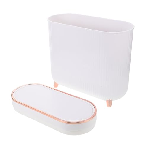 Cabilock Eleganter Badezimmer Abfallbehälter mit Deckel Schlanker Schmaler Mülleimer für Kleine Räume Geruchsdicht Platzsparend Leicht zu Reinigen Modernes Design für Bad Wc und von Cabilock