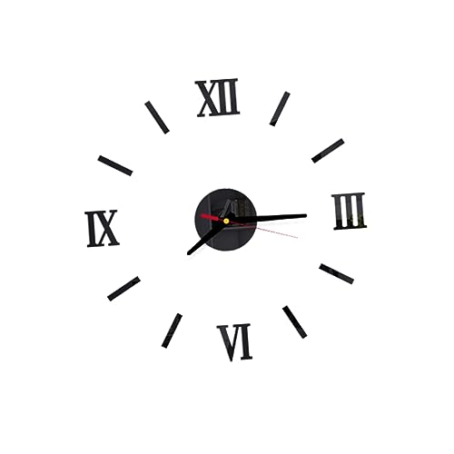 Cabilock Moderne Rahmenlose Wanduhr Mit Römischen Zahlen Selbstklebend Aufkleber Geräuschlos Für Wohnzimmer Schlafzimmer Küche Büro Schwarz von Cabilock