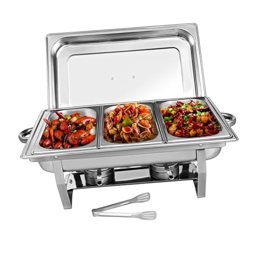 Cabilock Fach Edelstahl Buffet Chafing Dish Set mit Deckeln Robuster Edelstahl Speisewärmer für Gastronomie Catering und Partybuffets Installieren Großes Fassungsvermögen von Cabilock
