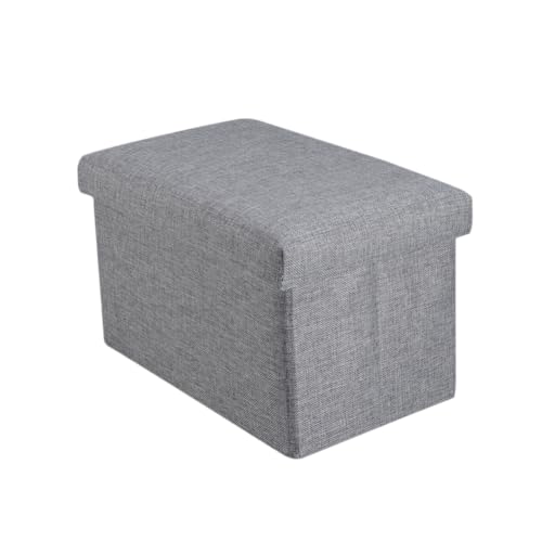 Cabilock Faltbarer Aufbewahrungs Hocker mit Deckel Leinenstoff Ottomane Sitzbank und Fußhocker Klappbar und Robust Stauraum für Bücher Schlafzimmer und Wohnzimmer von Cabilock