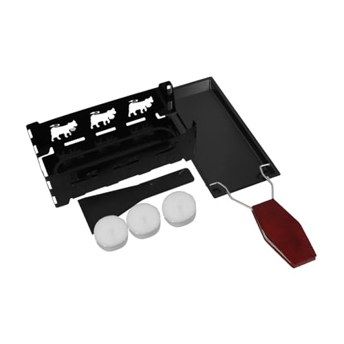 Cabilock Faltbares Raclette Grillset mit Holzgriff und Kerzen Antihaft Käse Schmelzgerät für Outdoor Camping Picknick Vielseitiger Raclette Käse und Buttergrill Tragbar und Platzsparend von Cabilock