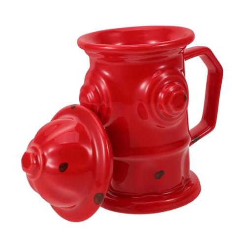 Cabilock Feuerhydrant Keramikbecher Rote Wasser Tasse Kreative Form Büro Kaffeetasse Geschenkidee für Zuhause und Freunde von Cabilock