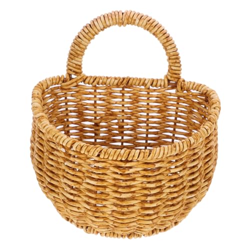 Cabilock Aufbewahrungs Korb Aus Rattanimitat Gewebt Für Blumen Oder Kleinigkeiten Hängekorb Retro Für Küche Wanddeko Zuhause Kleiner Lagerung Korb von Cabilock