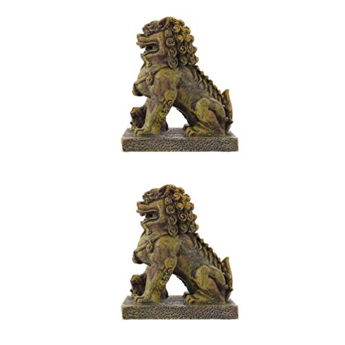 Cabilock Geschenk Chinesische Fu FOO Statue Wächter Löwe Dekorationen Traditionelle Chinesische Wächter Löwe Stein Feng Shui Dekor für Indoor Outdoor Home Office Desktop-Ornamente 2St von Cabilock