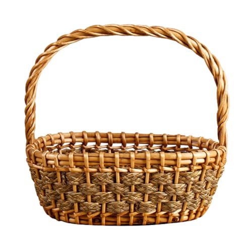 Cabilock Geflochtener Wäschekorb Geschenkkorb Weidenkorb Präsentkorb Ratten Bügelkorb Geflochtener Brotkörbchen Leere -Schale Küche Tischdeko 31 x 21 x 11 cm Picknickkorb von Cabilock