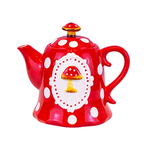 Cabilock Getränkekrug Teapot Keramik Rot Keramik Form Teekessel mit Griff Deckel Wasserkessel Vintage Wasserkocher Kung Fu Teekocher Teebereiter für Lose Bl? Küche Restaurant Café Getränk von Cabilock