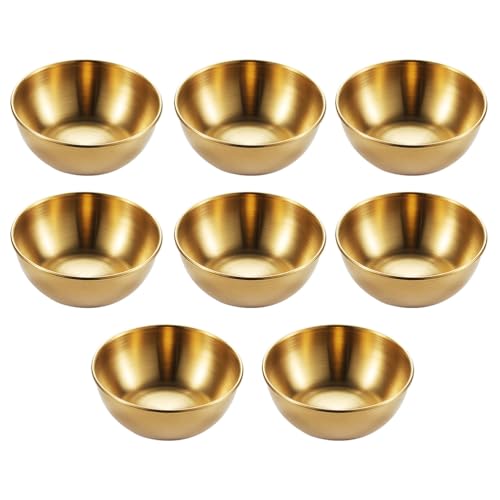 Cabilock Gewürzschale Edelstahl Sauce Teller Saucensch?lchen Metall 8 Stücke Diptellerchen Dip Teller Sch?lchen So?enschale Serviergeschirr Servierschalen Butterschale für Snack Sojasauce Dip von Cabilock