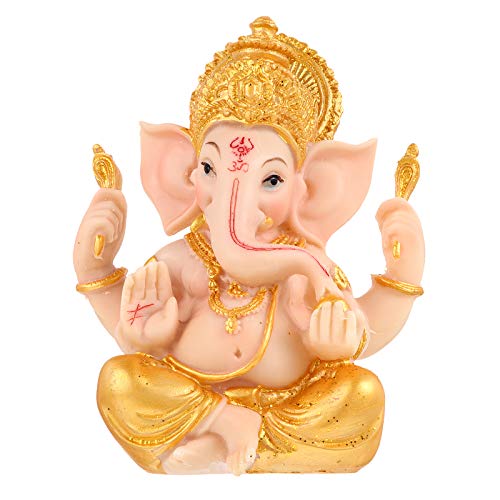 Cabilock Gold Hindu Elefant Gott Figur Figur Ganesha Elefant Gott Statue Buddha Elefant Skulptur Hinduismus Elefant Tisch Ornament für Home Car Office Desktop Dekor 10. von Cabilock