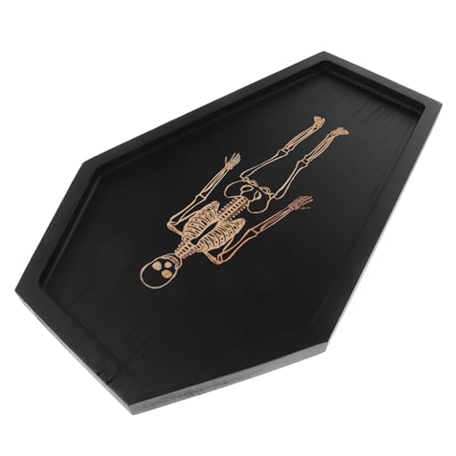 Cabilock Gotische Sargschale Sarg-Serviertablett aus Holz Obstschale Servierplatte Sargförmige Platte Halloween-Wursttafel rustikales Kaffeetablett Sarg -Servierschalen hölzern Schwarz von Cabilock