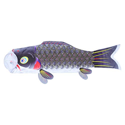 Cabilock Hängedeko Outdoor Hängedeko Outdoor Hängedeko Outdoor Hängedeko Outdoor Fisch Windsack Fisch Wind Streamer Fisch Flagge für Garten Hinterhof Wandbehang Dekoration (Schwarz 70Cm) Sommerdeko von Cabilock