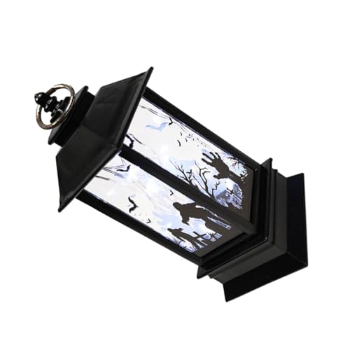 Cabilock Halloween Dekoration Hängende Laterne mit Realistischem Flammeneffekt LED Kunststoff Windlicht Schwarz für Tisch und Partydeko Innen und Außen Vielseitig Einsetzbar bei Halloween von Cabilock