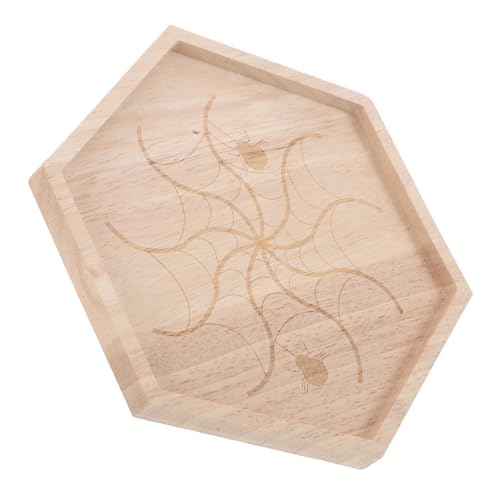 Cabilock Halloween Holz Servierplatte Spinnenweb-muster Handgefertigtes Robustes Holztablett für Snacks Früchte Desserts Vielseitiges Halloween Charcuterie Board für Party Tischdekoration von Cabilock