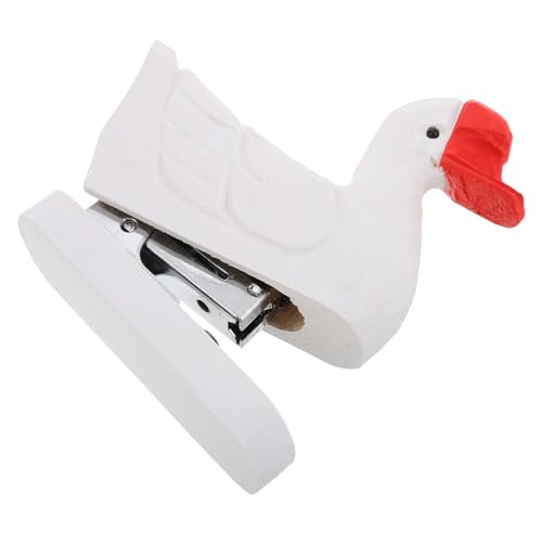 Cabilock Handgefertigter Weißer Gänse design Niedlicher Kleiner Bürohefter Kompakter Schreibtischhefter für Schule und Zuhause Kreatives Tiermotiv Dekoratives Holzornament von Cabilock