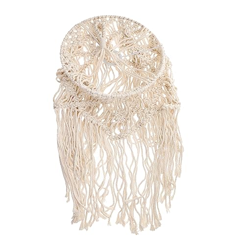 Cabilock Handgewebter Boho Lampenschirm aus Baumwollseil Leichter Pendelleuchten Abdeckung für Wohnzimmer Schlafzimmer Küche Weiches Warmes Licht Dekorativer Kompakter Bohemian Stil von Cabilock