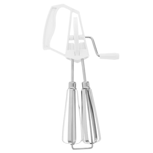 Cabilock Handkurbel Eierrührer aus Halbautomatischer Handmixer zum Rühren und Aufschlagen Langlebiges Küchenwerkzeug für Vielseitiges Kochen und Backen Weiß von Cabilock