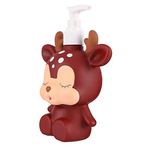 Cabilock Handwaschflasche- Kinder Seifenspender Cartoon Flaschenspender Leere Shampooflaschen (Braunes Deerlet 300Ml) von Cabilock