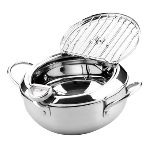 Cabilock Haushalts Fritteuse mit Deckel und Thermometer Induktionsgeeigneter Kleiner Bratentopf Leicht Hitzeleitfähig für Gas Elektro und Induktionsherde zum Frittieren für Familie und von Cabilock