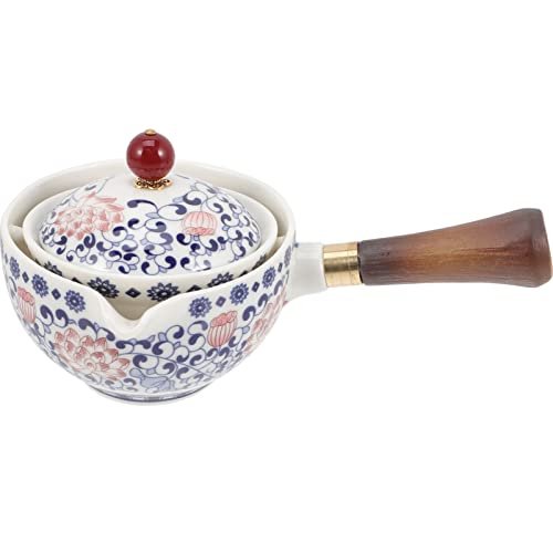Cabilock Chinesische Teekannen Japanische Teekanne Kyusu Keramik-Teekanne Seitenhand Retro-Teekanne Filterteekessel für Kaffeekessel mit Holzgriff für Das Tragbare Teeset zu Hause von Cabilock