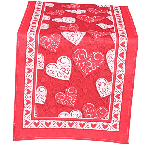 Cabilock Herz Druck Tischläufer Romantische Tischdecke für Valentinstag Waschbar und Wiederverwendbar für Hochzeiten und Besondere Anlässe von Cabilock