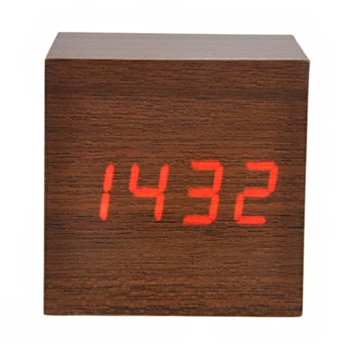 Cabilock Hintergrundbeleuchtung Digital Wecker 008-4 Form Rote Imitation Holz Temperatur Cabilock Hintergrundbeleuchtung Digital Wecker 008-4 Form Rote Imitation Holz Temperatur von Cabilock