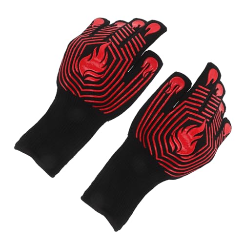 Cabilock Hitzebeständige Grillhandschuhe C mit Langer Feuerfeste Isolierte Ofenhandschuhe für Bbq Schweißen Backen und Mikrowelle Rutschfest und Schützend für Küche und Grill von Cabilock