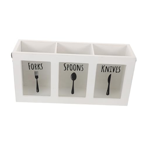 Cabilock Holz Besteckhalter mit Fächern Organizer für Gabeln Messer und Löffel Eleganter Amerikanischer Stil Robuster Küchenaufbewahrungsbox für Silberbesteck und Utensilien von Cabilock