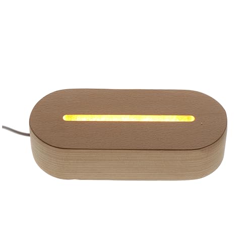 Cabilock Holz LED Stand für Kristalldisplay Ovaler Sockel mit Warmem Licht Dekorative Nachttischlampe für Heimdekoration und Kunstwerke von Cabilock