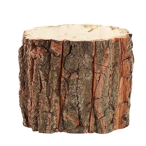 Cabilock Holz Rustikaler Blumentopf Baumstamm Holzoptik Kleiner Übertopf Holzstamm Kerzenhalter Mini Pflanztopf Kaktus Sukkulenten Topf Schale Pflanzgefäß Balkon Garten Deko von Cabilock