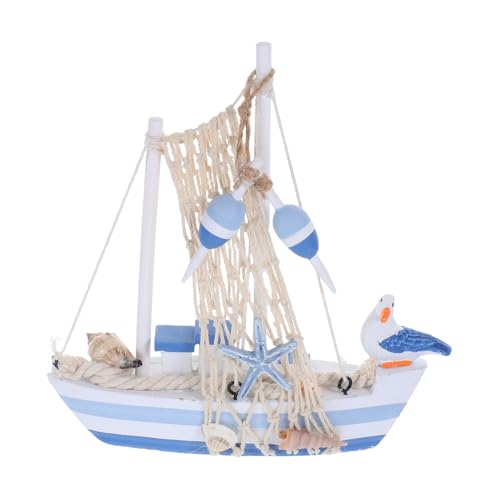 Cabilock Holz Segelboot Modell mit Meeresvogel Design Mediterranes Segelschiff zur Tischdekoration Kleines Nautisches Boot für Schreibtisch Büro Handgefertigte Holzdekoration von Cabilock